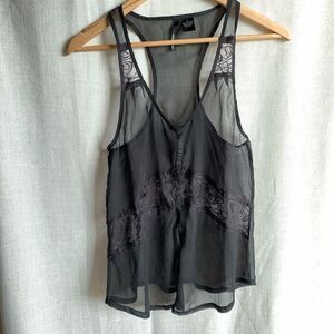 Vintage O’Neill Black Sheer Lace Tank Top Y2K Boho Festival Layering Piece